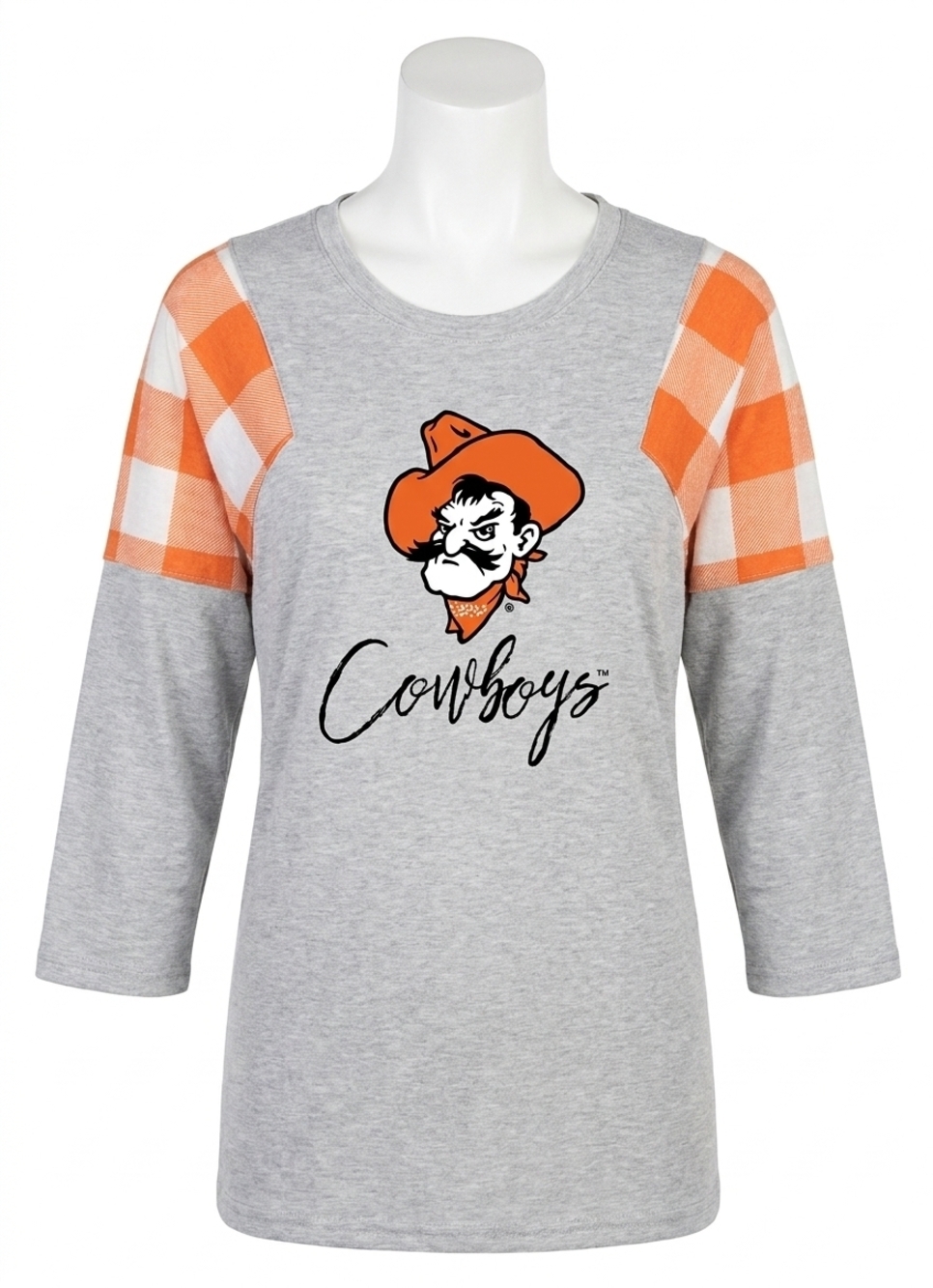 NEW GAMEDAY COUTURE oklahoma state university get in check tunic in grey/orange